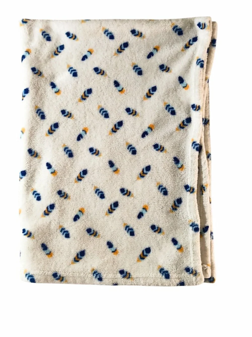 Zak & Zoey Blue & Gold Feathers Ivory Lovey Security Blanket 30